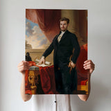 Custom Duke Portrait – Man in Black Suit with Scroll and Sword