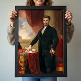 Custom Duke Portrait – Man in Black Suit with Scroll and Sword