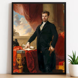 Custom Duke Portrait – Man in Black Suit with Scroll and Sword