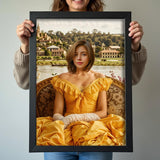 Yellow Dress Regency Lady Portrait - Custom Vintage Renaissance Look printed custom portrait held in hands - Furr and Family 
