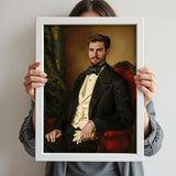 Custom Vintage Politician Portrait – Man in Black Suit with Bowtie