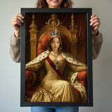  Royal Sapphire Empress Portrait - Renaissance Era Custom Gift printed custom portrait held in hands - Furr and Family 
