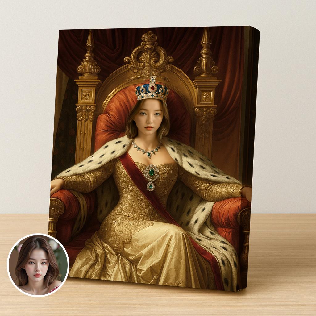  Royal Sapphire Empress Portrait - Renaissance Era Custom Gift printed custom portrait held in hands - Furr and Family 

