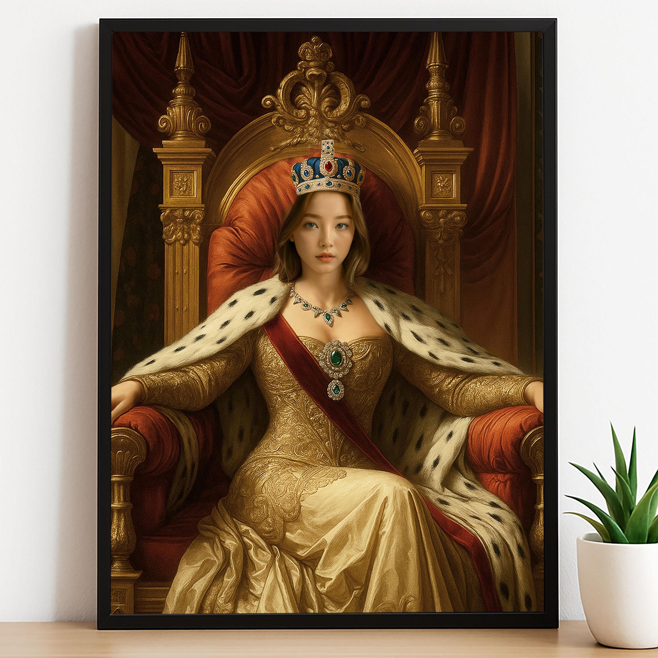  Royal Sapphire Empress Portrait - Renaissance Era Custom Gift printed custom portrait held in hands - Furr and Family 
