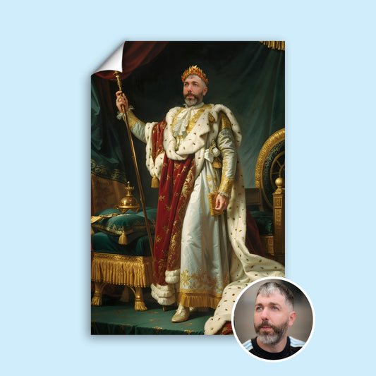 Custom Emperor Portrait – Man with Laurel Crown in White and Red Robes