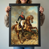 Custom Horse Commander Portrait – Man on Red Stallion in Military Uniform