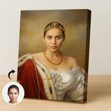 Elegant Female Monarch Painting - Personalized Classic Royal Look printed custom portrait held in hands - Furr and Family 
