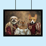 Noble Pet Trio – Royal Multi-Pet Portrait