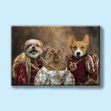 Noble Pet Trio – Royal Multi-Pet Portrait