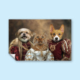 Noble Pet Trio – Royal Multi-Pet Portrait