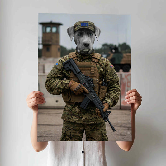 Custom British Army Pet Portrait | UK Military Wall Art