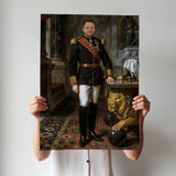 Custom Royal Portrait – Man in Suit with Lion at His Side