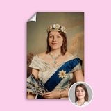 Renaissance style custom portrait of elegant royal lady with tiara