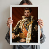 Custom Floral King Portrait – Man in Embroidered Robe with Sash