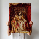 Custom Queen Portrait – Woman in Red and Gold Throne Room Scene