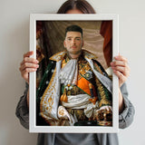 Custom French Emperor Portrait – Man in Green Royal Attire with Crown