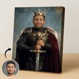 Custom King Portrait – Man in Armor with Crown and Sword