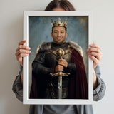Custom King Portrait – Man in Armor with Crown and Sword