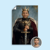 Custom King Portrait – Man in Armor with Crown and Sword