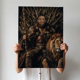 Custom Fantasy Throne Portrait – Man with Lion on Iron Throne