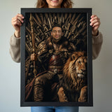 Custom Fantasy Throne Portrait – Man with Lion on Iron Throne