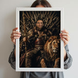 Custom Fantasy Throne Portrait – Man with Lion on Iron Throne