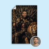 Custom Fantasy Throne Portrait – Man with Lion on Iron Throne