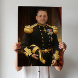 Custom Royal Military Portrait – Man in Black and Gold Uniform with Medals