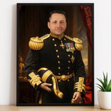 Custom Royal Military Portrait – Man in Black and Gold Uniform with Medals