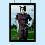 Personalized Golf Cat Portrait | Custom Pet Golfer Canvas Art