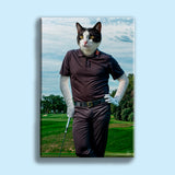 Personalized Golf Cat Portrait | Custom Pet Golfer Canvas Art