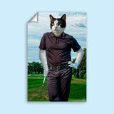 Personalized Golf Cat Portrait | Custom Pet Golfer Canvas Art