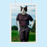 Personalized Golf Cat Portrait | Custom Pet Golfer Canvas Art