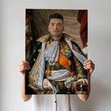 Custom French Emperor Portrait – Man in Green Royal Attire with Crown
