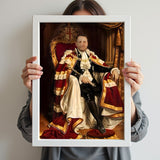 Custom Lord of Parliament Portrait – Man Seated in Red & Gold Noble Outfit