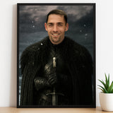 Custom Night’s Watch Portrait – Man in Black Cloak in Snowy Background