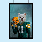 Football Star Samoyed Custom Pet Portrait | Personalized Pet Football Art