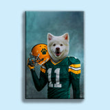 Football Star Samoyed Custom Pet Portrait | Personalized Pet Football Art