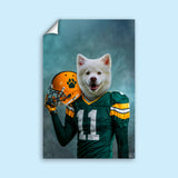 Football Star Samoyed Custom Pet Portrait | Personalized Pet Football Art