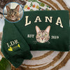 Embroidered Pet Portrait Sweatshirt with Custom Name – Varsity Style
