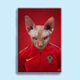 Portuguese Football Champion Sphynx Cat Custom Pet Portrait | Personalized Pet Art