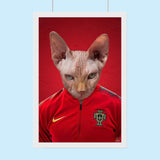 Portuguese Football Champion Sphynx Cat Custom Pet Portrait | Personalized Pet Art