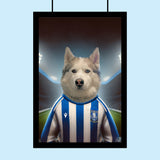 Custom Pet Portrait in Football Jersey – Personalized Sports-Themed Pet Art