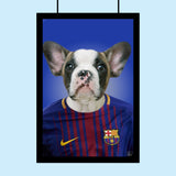 FC Barcelona Superstar Bulldog Custom Pet Portrait | Personalized Pet Art