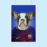 FC Barcelona Superstar Bulldog Custom Pet Portrait | Personalized Pet Art