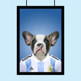 Argentinian Football Star Bulldog Custom Pet Portrait | Personalized Pet Sports Art