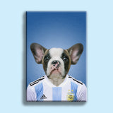 Argentinian Football Star Bulldog Custom Pet Portrait | Personalized Pet Sports Art