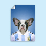 Argentinian Football Star Bulldog Custom Pet Portrait | Personalized Pet Sports Art