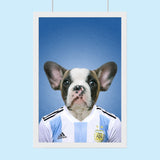 Argentinian Football Star Bulldog Custom Pet Portrait | Personalized Pet Sports Art