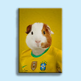 Brazilian Football Star Guinea Pig Custom Pet Portrait | Personalized Sports Pet Art